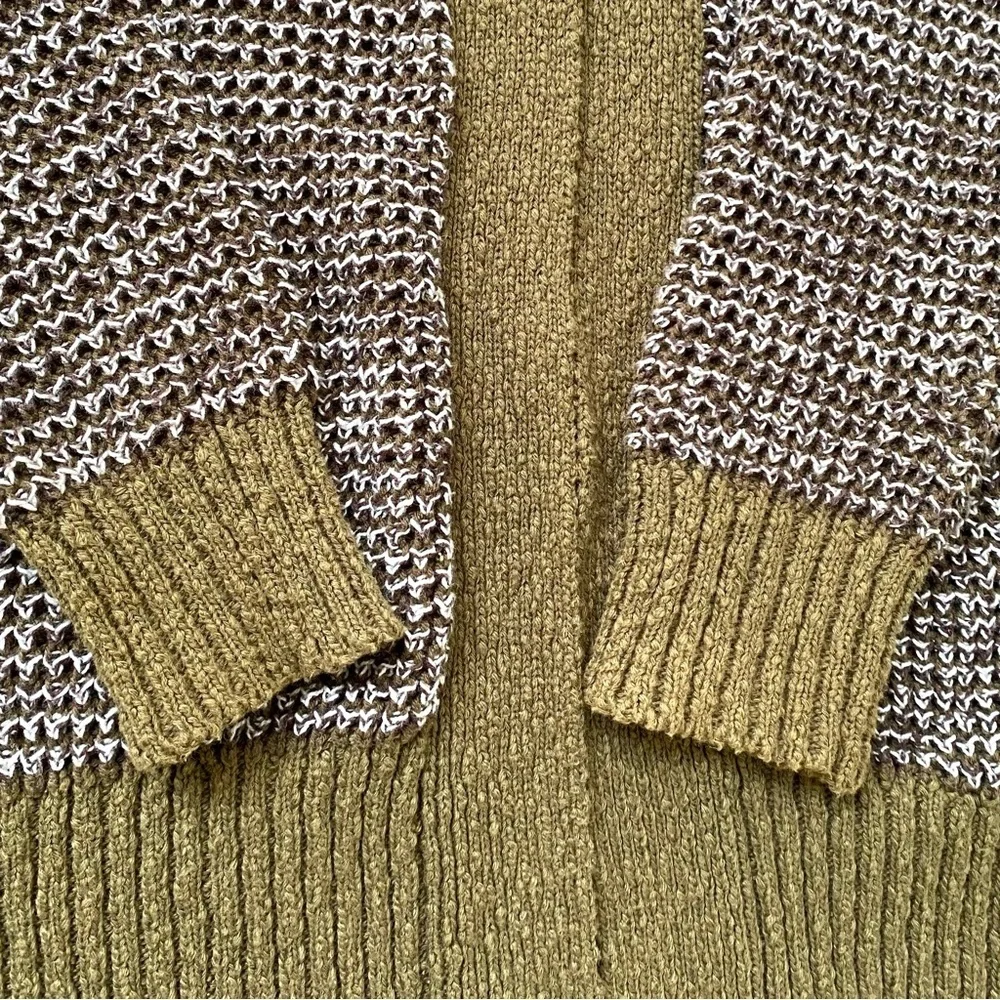 Urban Outfitters Textured Knit Open-Front Cardigan in Olive & Brown, Size S